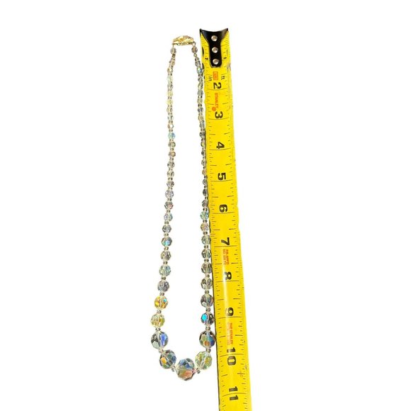 Vtg Clear Iridescent Crystal Necklace and Earring Set Beaded - Picture 8 of 8